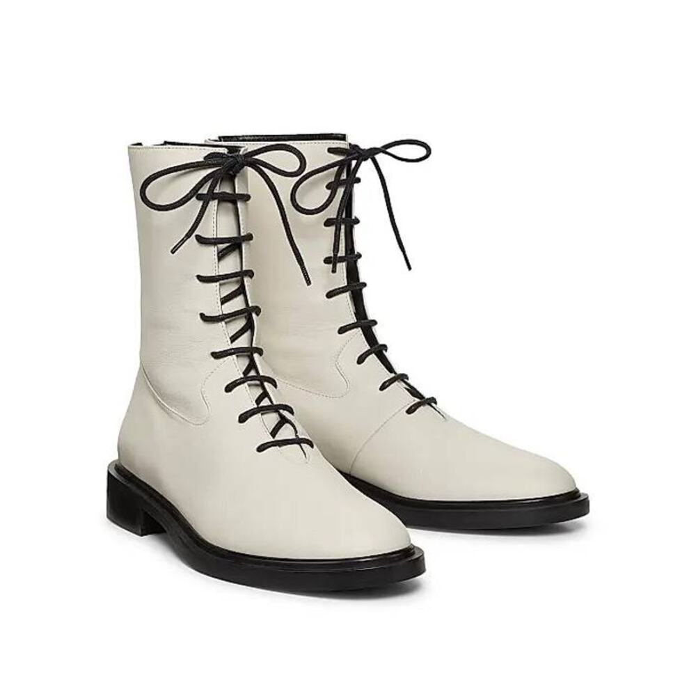 A.Emery Daijah Leather Lace Up Boot in Eggshell 40